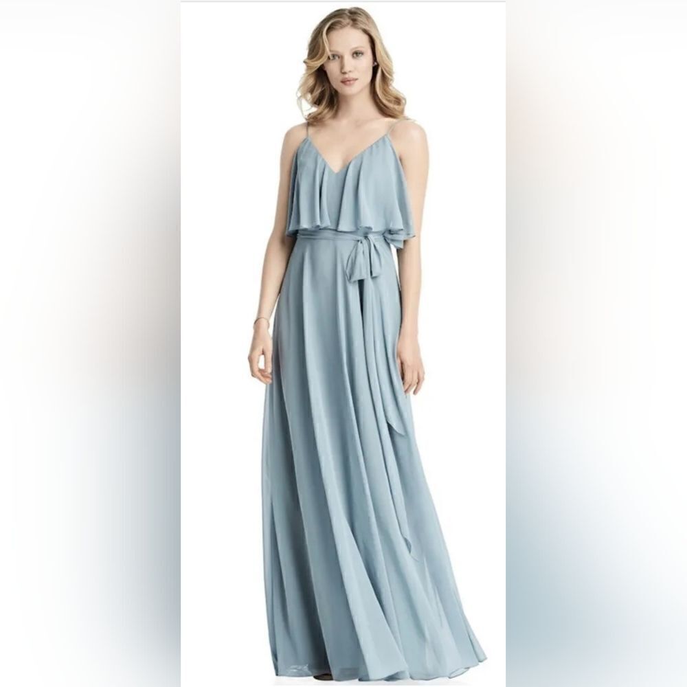 JENNY PACKHAM Women's Cold Shoulder Chiffon Gown New size 8 color Mist